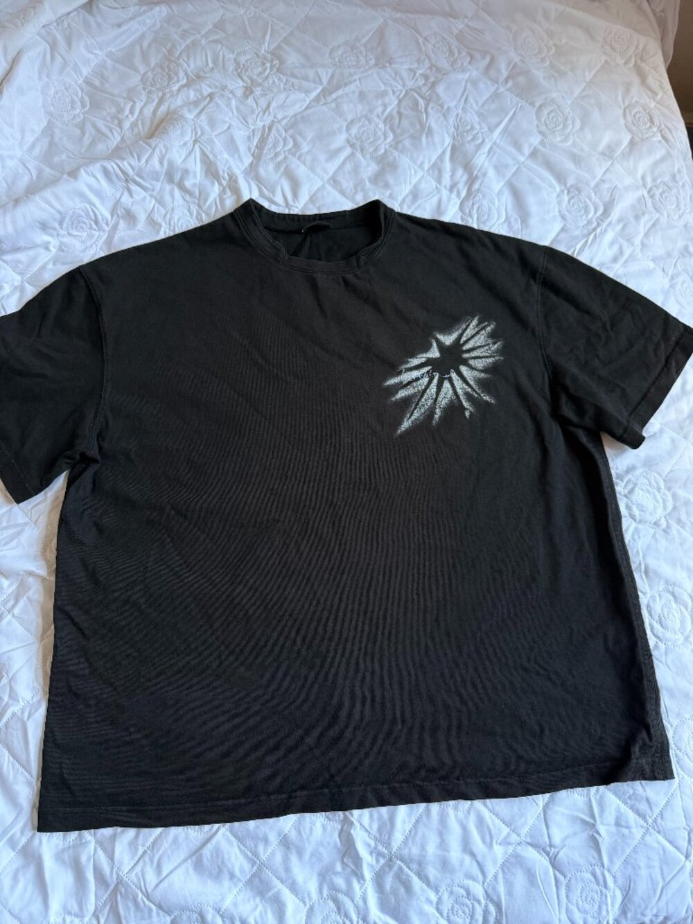 WE11DONE Black Star Rhinestone Graphic Oversized T-Shirt